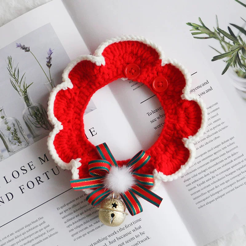 Holly Red crocheted wreath collar