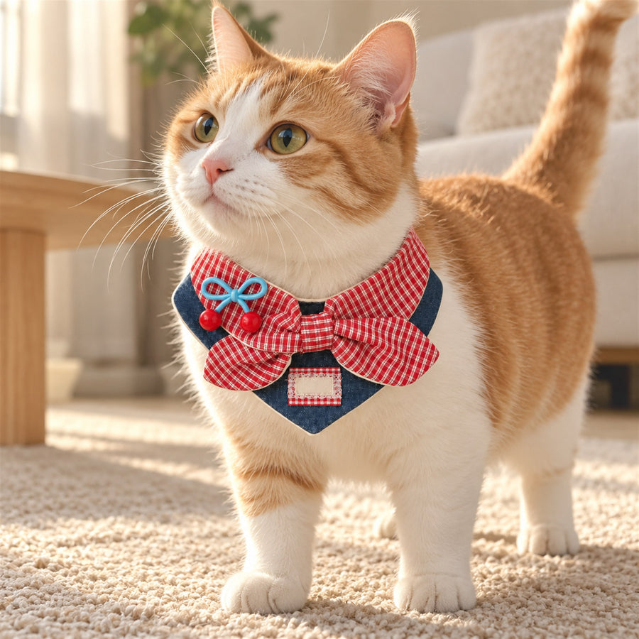 Cherry Gingham Pet Bib