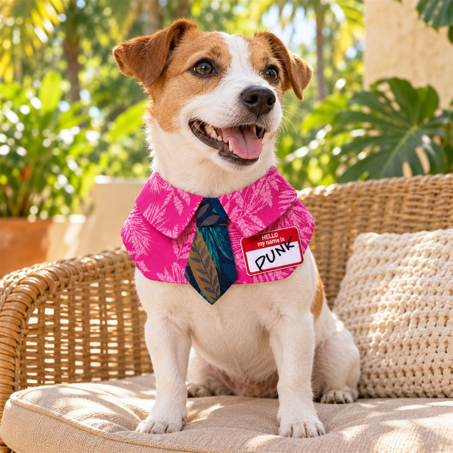 Pink Aloha Tie Pet Bib