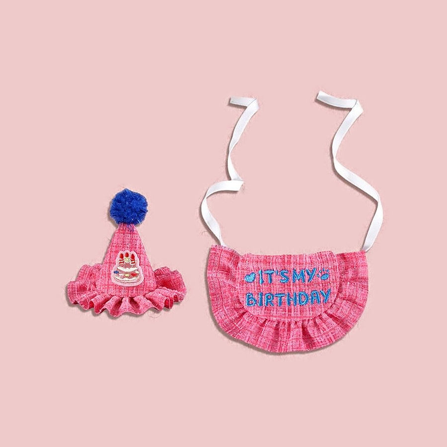 Pink Birthday Party Hat & Bib Set