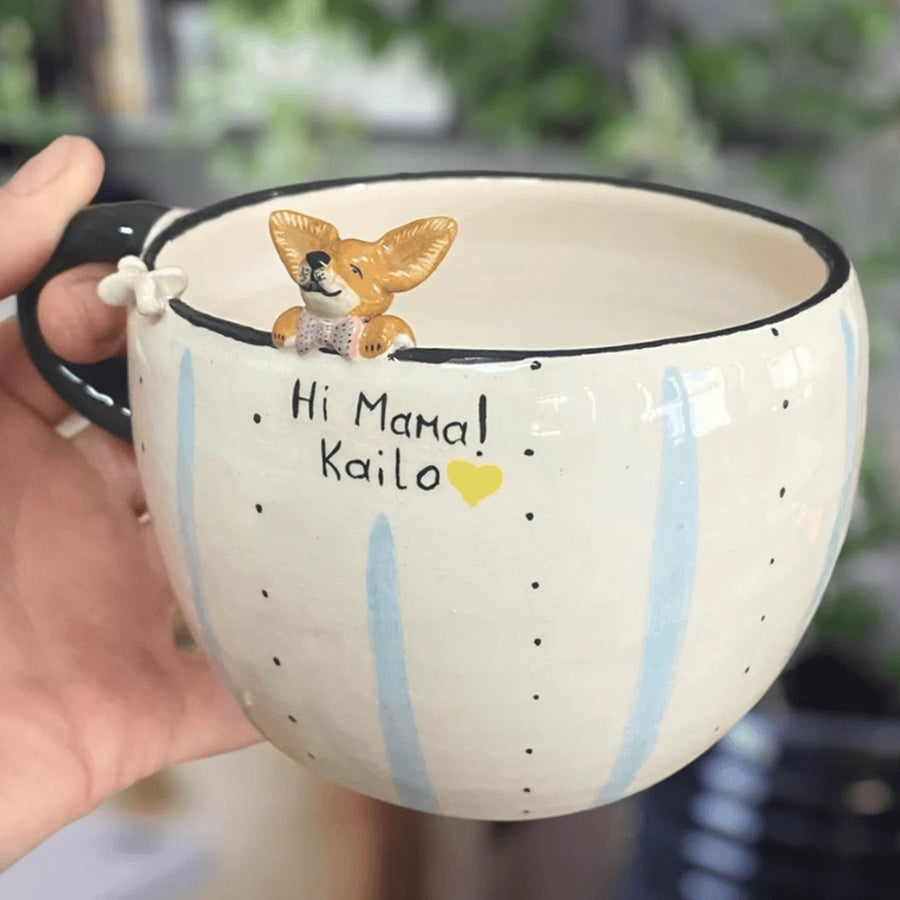 Custom Pet Portrait Ceramic Mug (Hand-Sculpted)