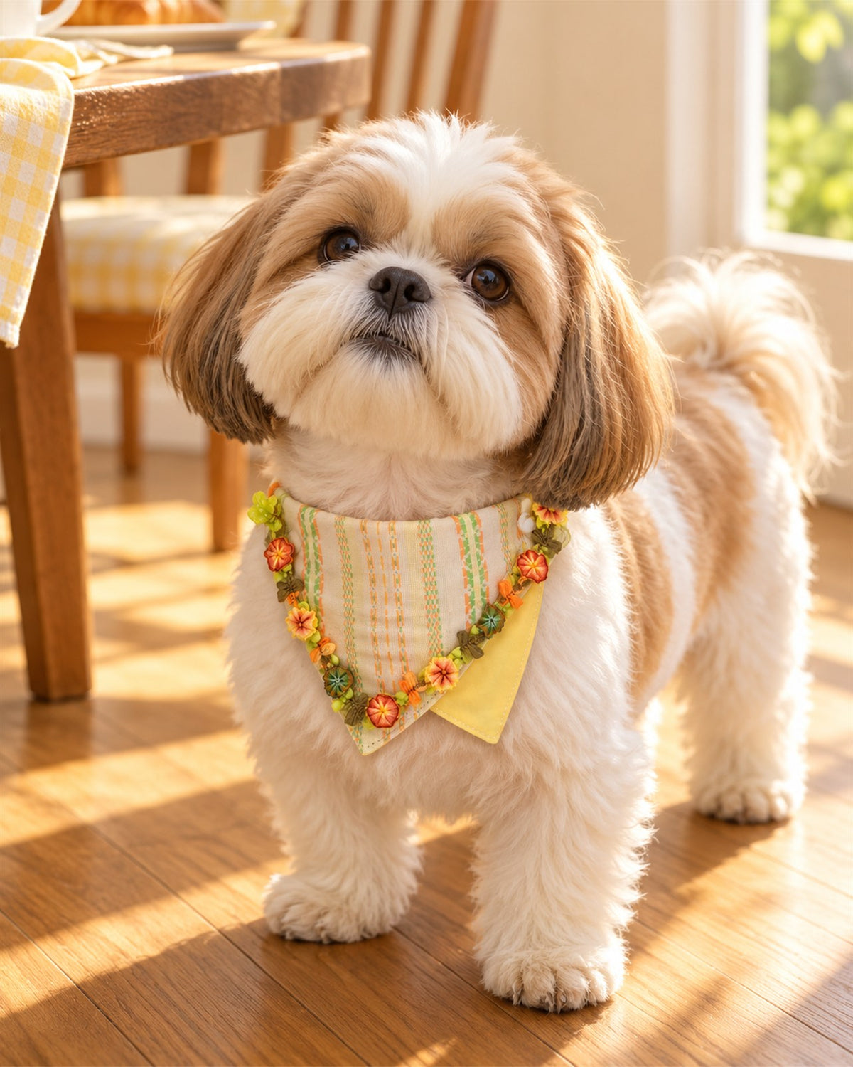 AI-generated preview: a Shih Tzu wearing the Lemon Morning bandana