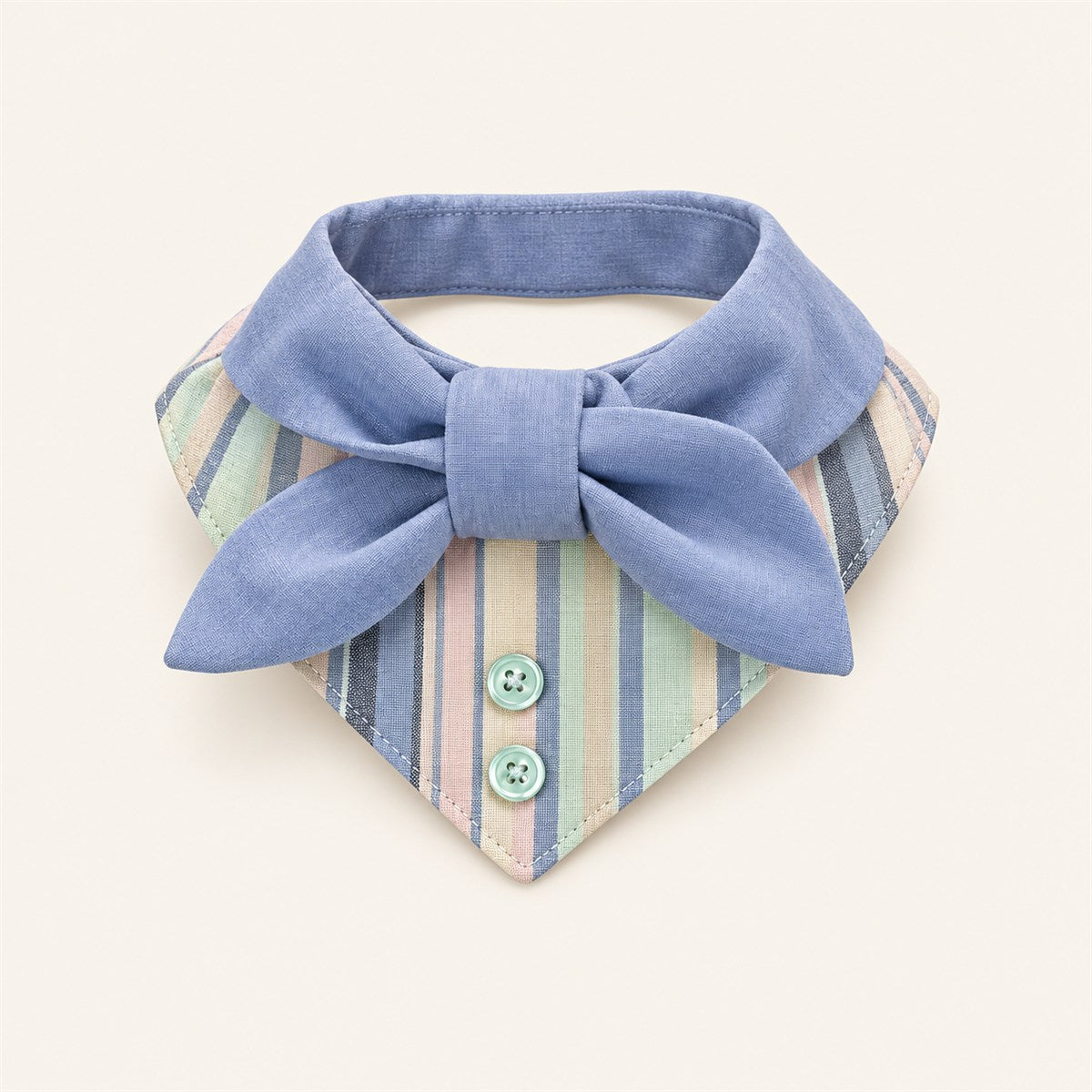 Seaside Blue bow bib with a big blue bow